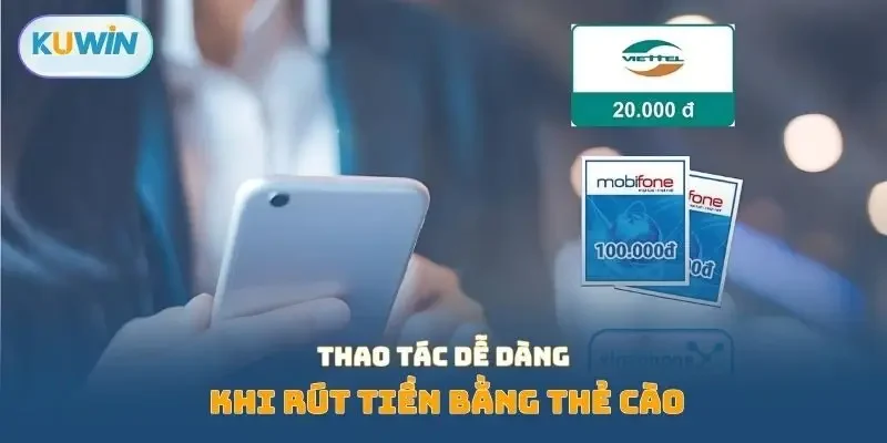 Thao tác dễ dàng khi rút tiền bằng thẻ cào